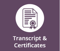 Diploma image, text reads "Transcripts & Certificates"
